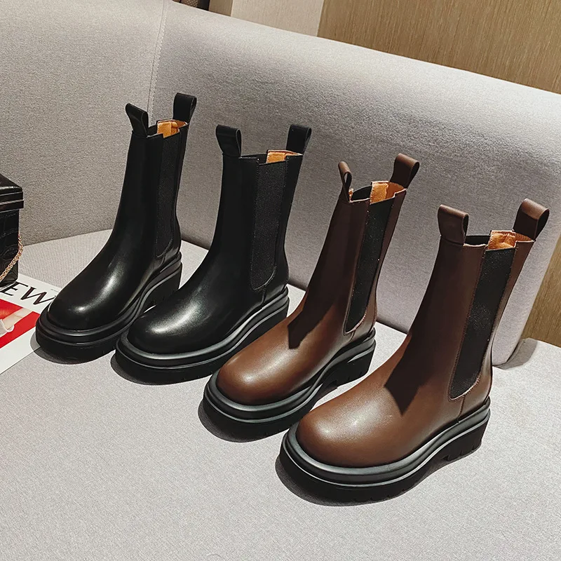 

sh12334a Classic Straight Ankle Boots Woman Stretch Loose Tube Platform 2021 Winter Boots Shoes Ladies