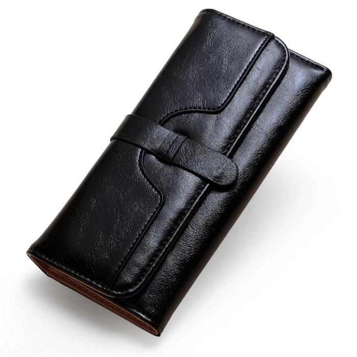 

Wholesale cheap high quality fashion wax leather money clip ladies purse wallet women, Brown, navy blue,black,light pink, light blue, orange, brown