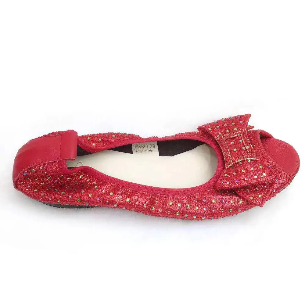 

Customized Red suede hot drill women flat shoes