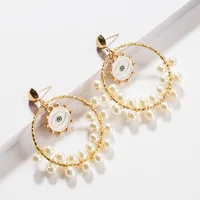 

Fashion gold eye geometric pearl earrings For Women Wholesale N911276