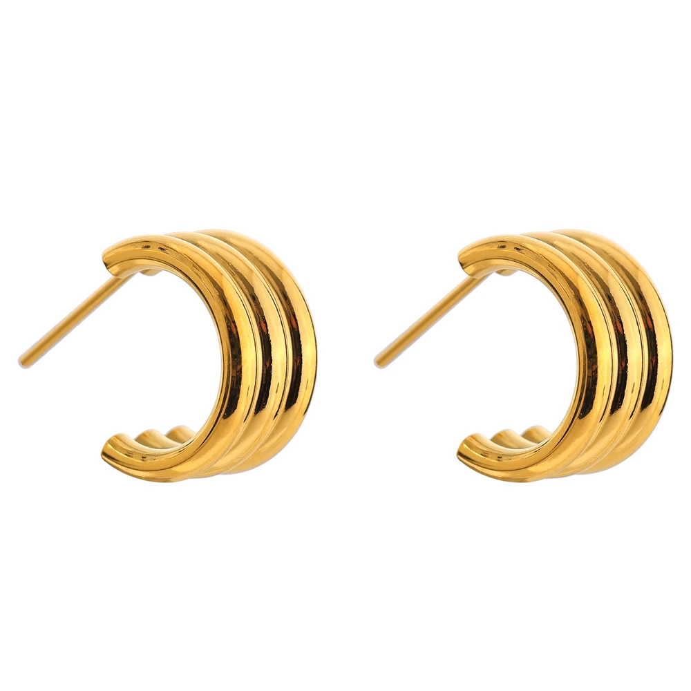 

JINYOU 1799 Wholesale Texture 18K Gold Plated Geometric Stainless Steel Unusual Fashion Charm Earrings Jewelry 2022