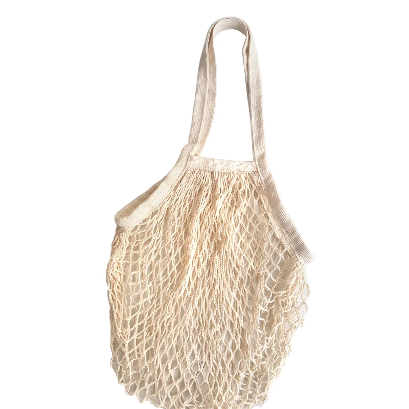 

Hot Selling Recycled 100% Organic Cotton String Net Shoulder Bag Vegetables Fruits Packing Washable Tote Shopping Mesh bag, As pictures