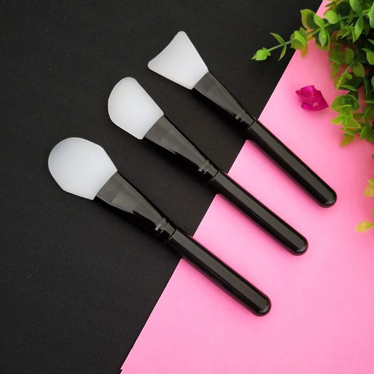 

wholesale eco silicone facial mask brush New mini clay face mask application brush black Handle mask brush