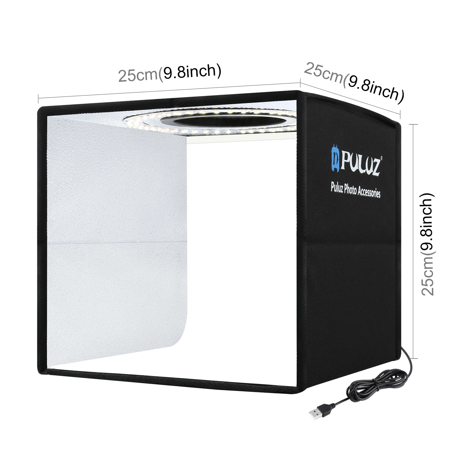 

Mini Photo Studio 24.5cm Ring Light Photo Studio Light Box Accessories, Black