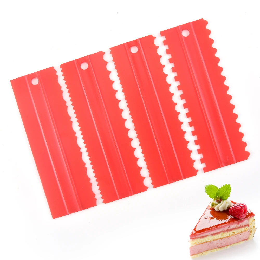 

High quality 4pcs plastic dough scraper with hole for baking tools
