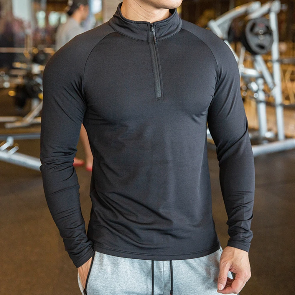 

Mens Performance GYM Golf quick dry Running Sport Shirts Active Athletic Long Sleeve Tops 1/4 Quarter Zip Pullover Shirts, Customized colors