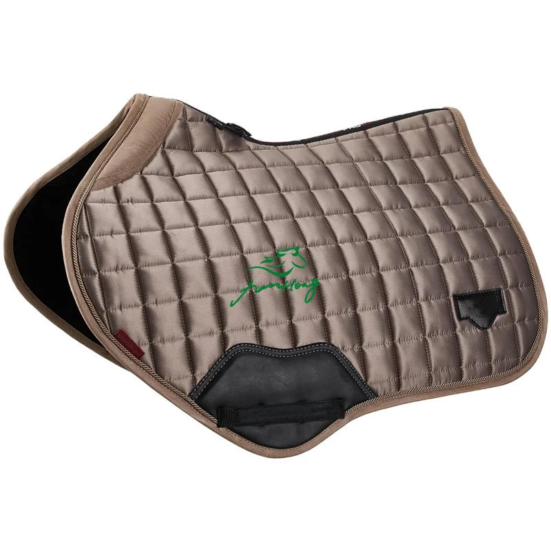 

2021 hot selling Top Quality Equestrian Satin Fabric Dressage Horse Saddle Pad riding pads, Blue,khaki and customized