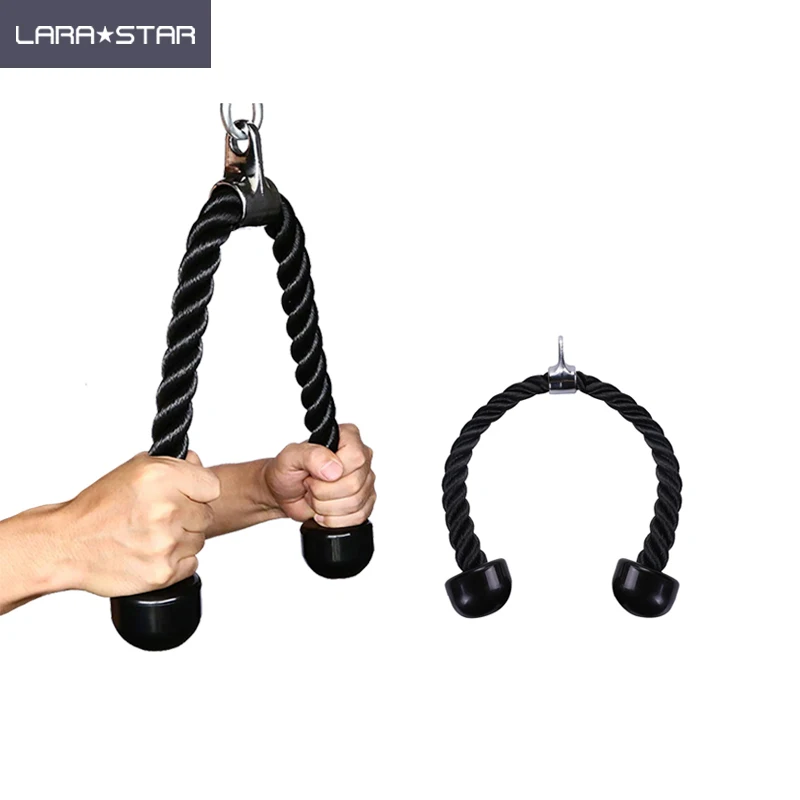 

Gym Bicep Tricep Rope with screw head Arm Muscle Handles Grips Pulldown Nylon training tricep rope, Black