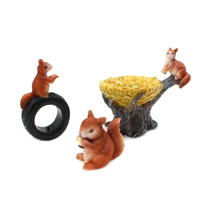 

Fairy Garden Accessories Resin Squirrel Figurine Ornaments 3pcs Hand Painted DIY Miniature Garden Ornaments