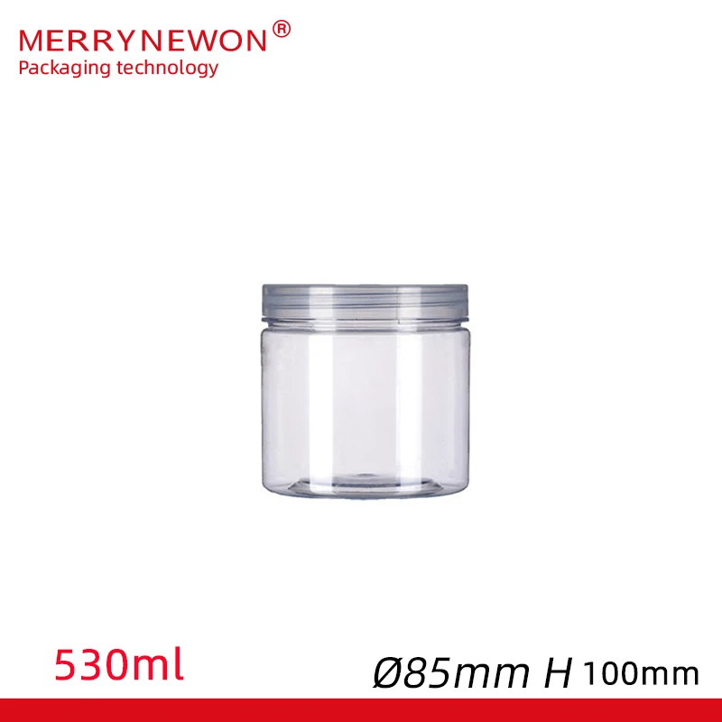 
50ml-1000ml round PET bottles of various sizes for storing peanut butter, balsam and dried fruits, with transparent lid 