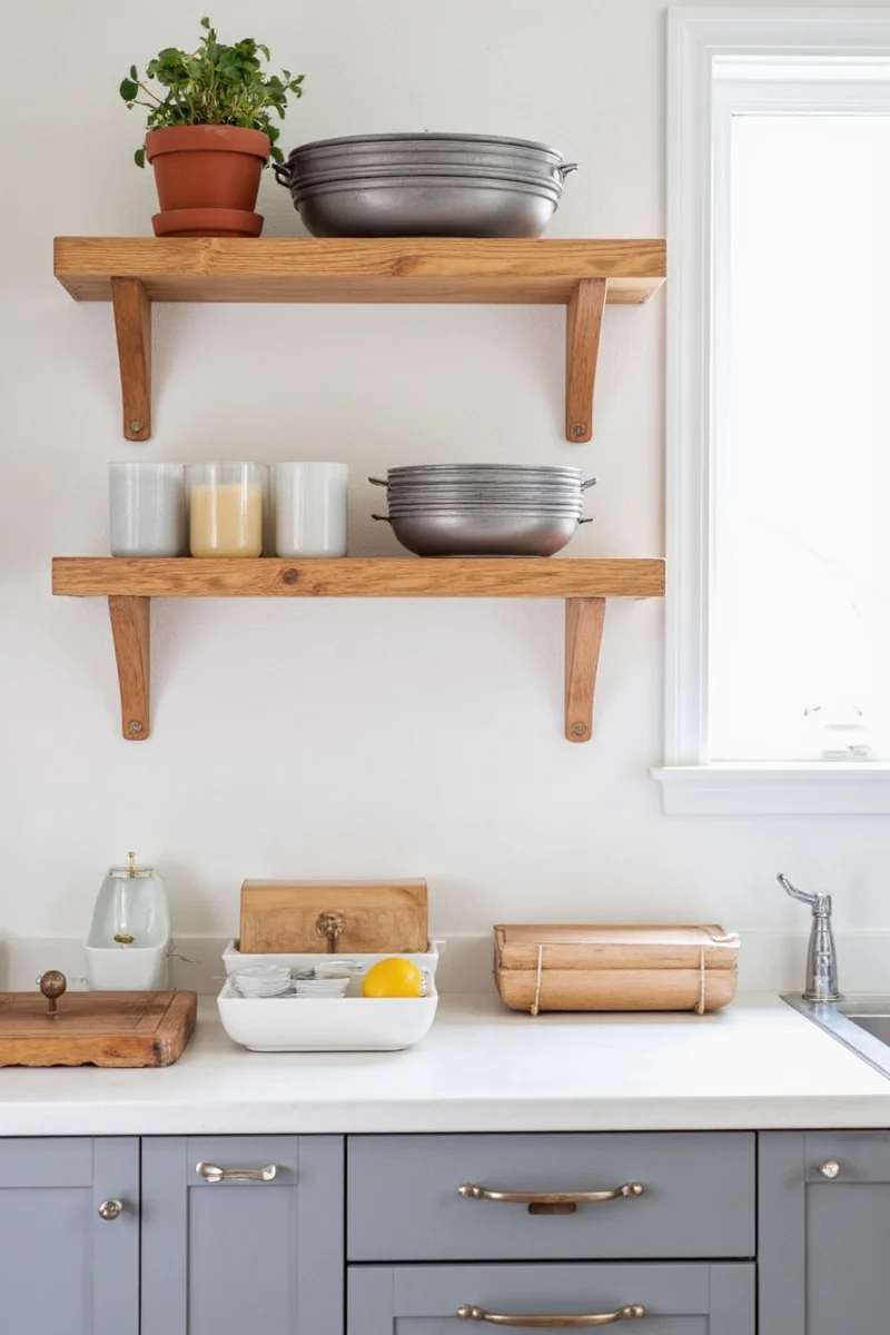Side-by-side comparison of different wood shelf materials