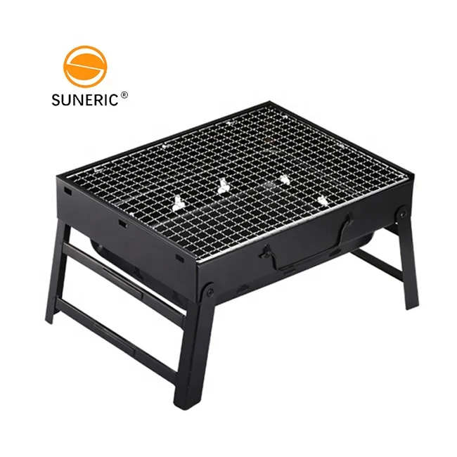

Portable charcoal barbecue mini outdoor folding stainless steel charcoal bbq grills for sale, Black