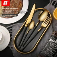 

High quality Gold Cutlery gold plated stainless steel flatware set Mirror Polish spoons fork Wedding Cutlery Set