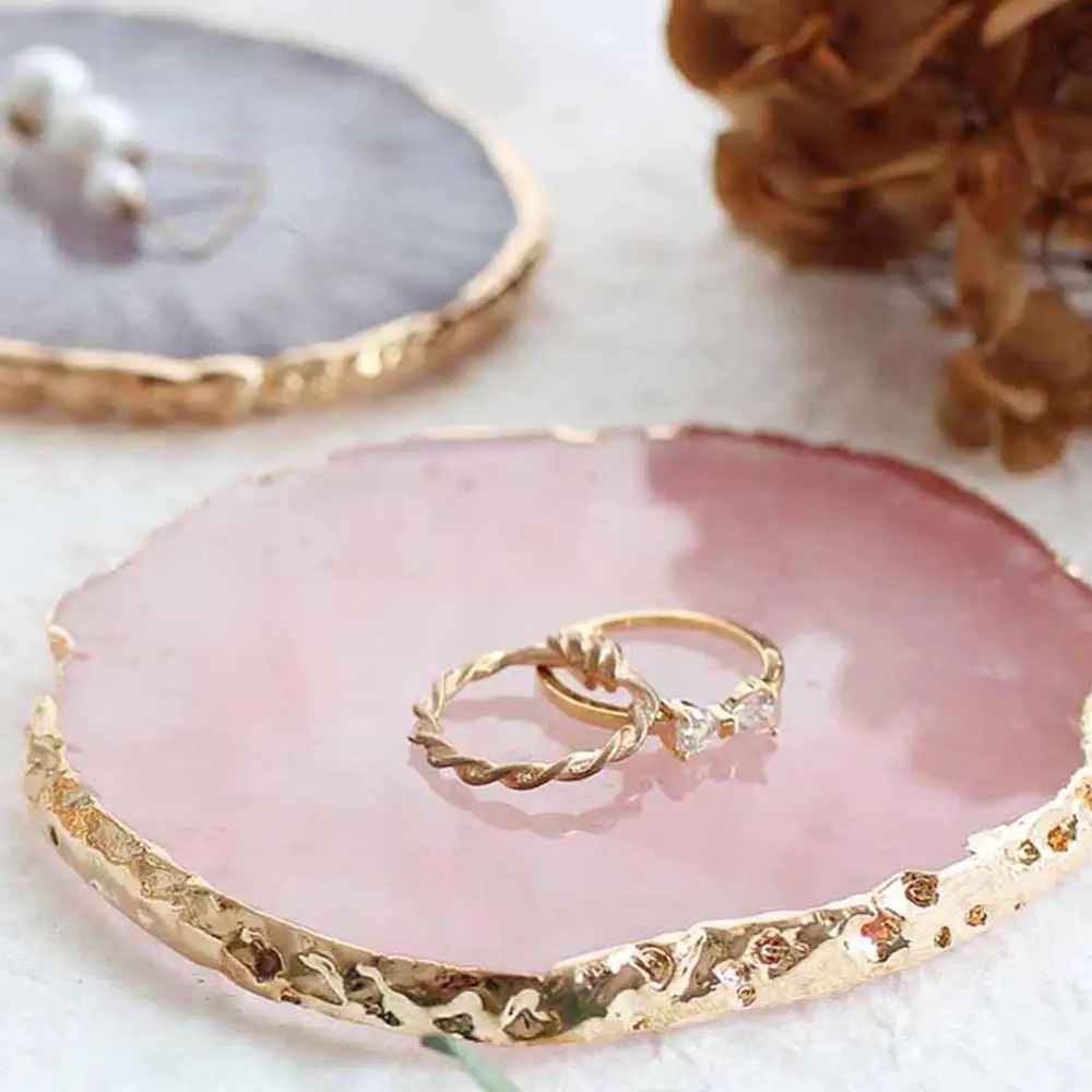

Jewelry Holder Organizer Decoration Jewelry Resin Jewelry Display Plate Necklace Ring Earrings Display Painted Palette Tray, As photo