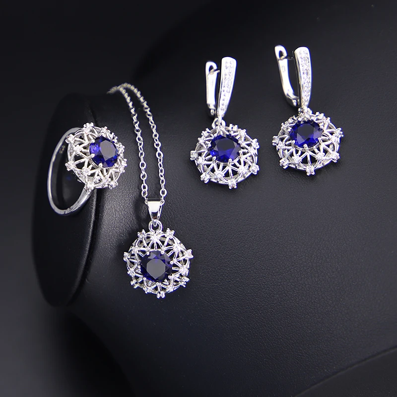 

Fashion 925 Silver Jewelry Sets For Women wedding jewelry sets Earring Necklace Bracelet Ring, Picture shows