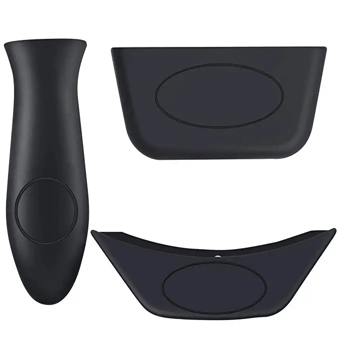 

Silicone Hot Handle Holder - 3 Pack Pot Assist Handle Holders Non Slip Hot Resistant Handle Cover, Black/red