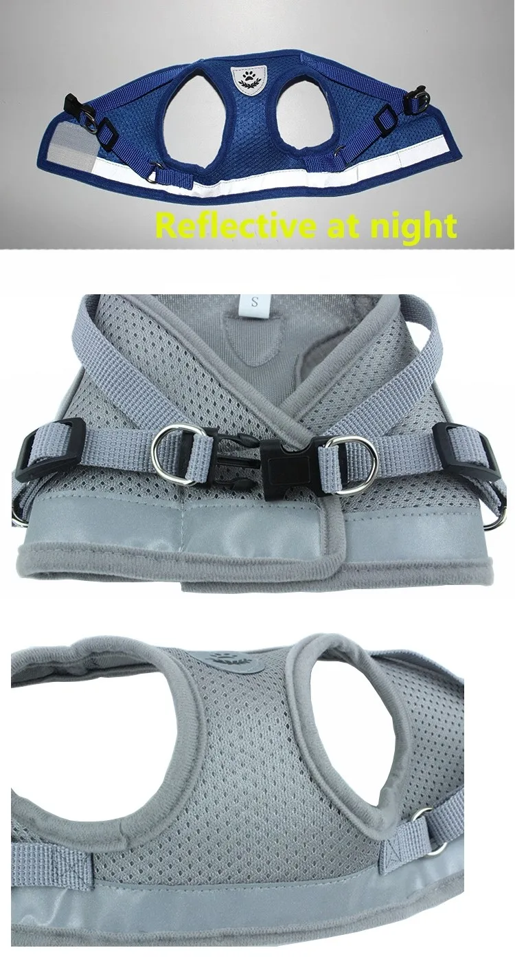 Pet Cat Vest Harness With Free Leash Soft Cat Chest Harness Backpack Adjustable Reflective Breathable