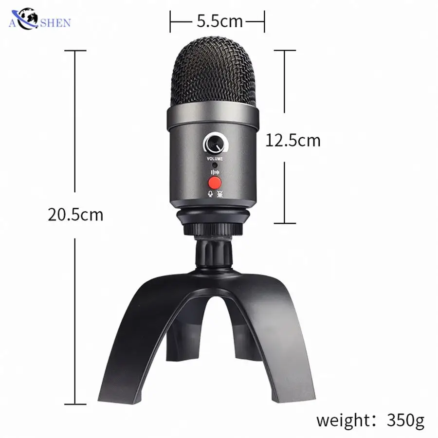

OEM Stereo Desktop Mic usb condenser gaming microphone Podcasting Metal USB computer for Recording Gaming with RGB BT