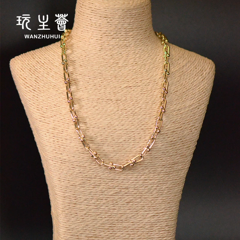 

New style simple fashion 14k gold plated punk chains jewelry necklace