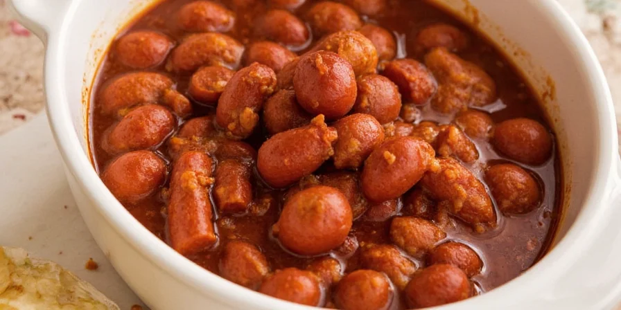 Plated bowl of chorizo chili with toppings like avocado and lime