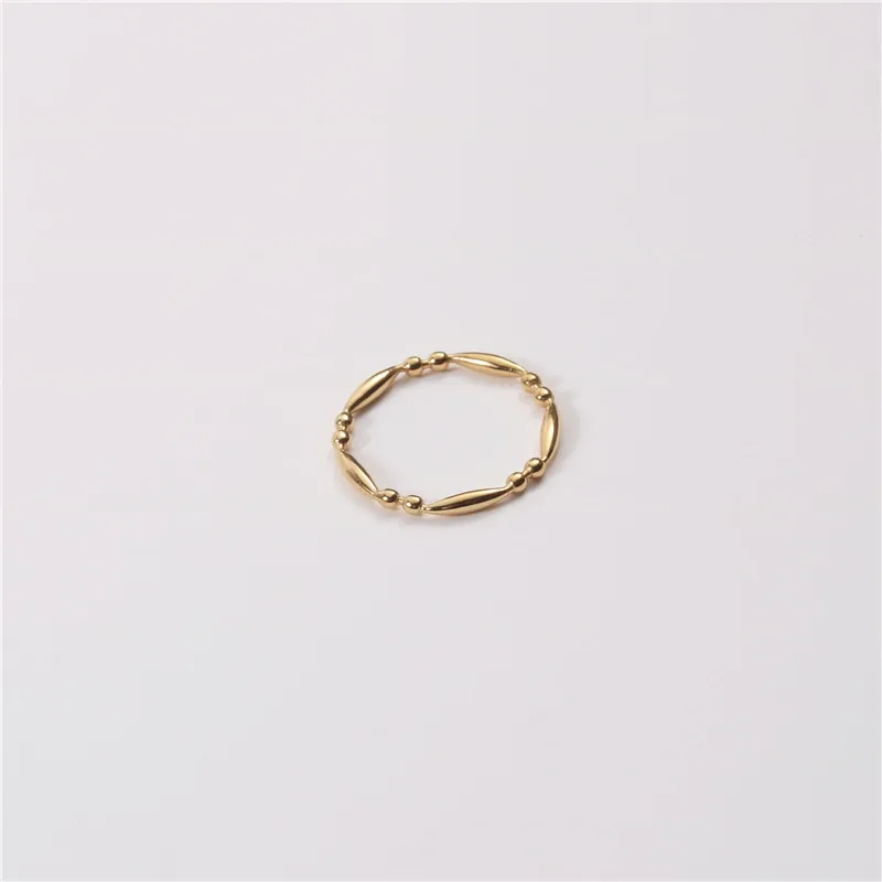 

Joolim Jewelry Wholesale 18K Gold Plated Oval Beads Stainless Steel Dainty Rings for Women Statement Rings