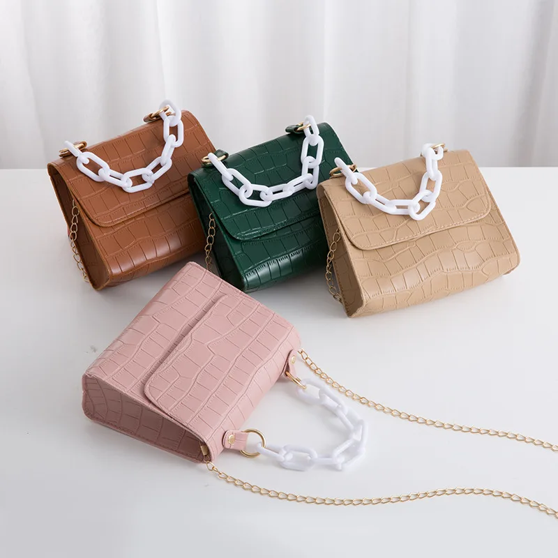 

Wholesale cheap high quality crocodile pattern small ladies handbags thick chain crossbody designer women leather handbags