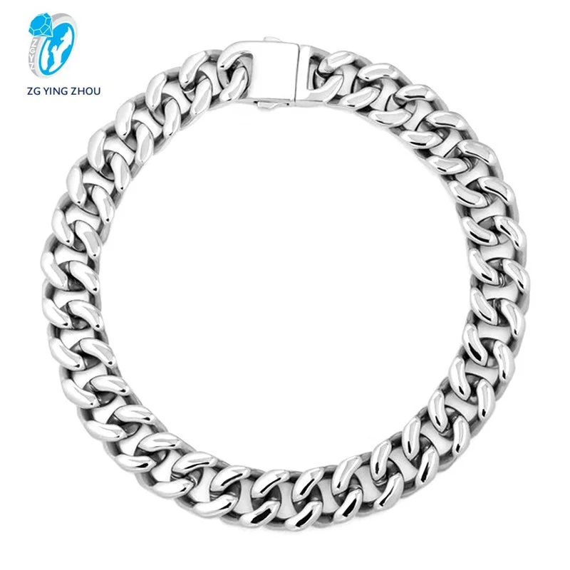 

New hot sale High Polish Stainless Steel 18K Gold Hip Hop Miami Cuban Chain Bracelet Necklace Set jewerly