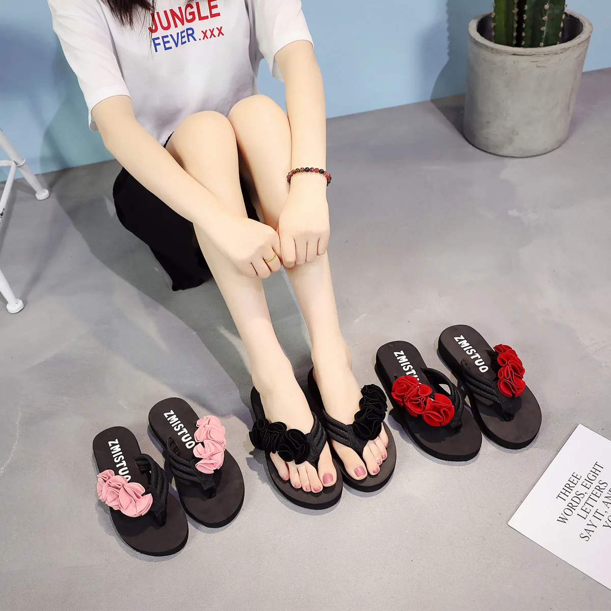 

Popular in stock Fashion product women sandals flip flops funny shoes outdoor beach slippers flip flops, Black,red,pink,purple,green