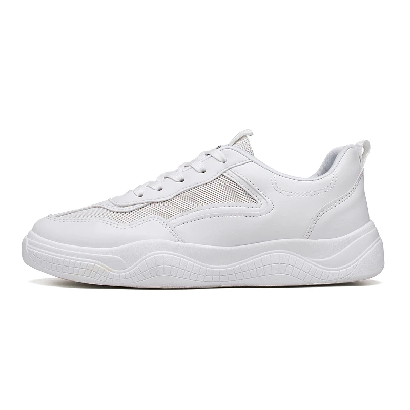 

2019 Summer Autumn New Male Sneakers White Leather Lace-up Flat shoes Men Outdoor Casual Sneaker Fashion Trend