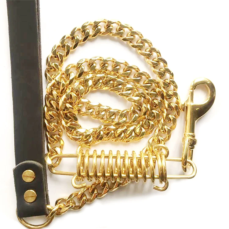 

Luxury Custom Gold Stainless Steel Buffer Function Big Dog Chain Leash
