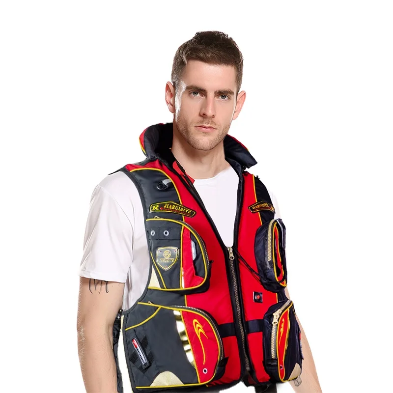 

Factory Price EPE Foam Reflective Outdoor Watersports Buoyancy Vest Sailing Sleeveless Fishing Life Jackets Vest, Red, black