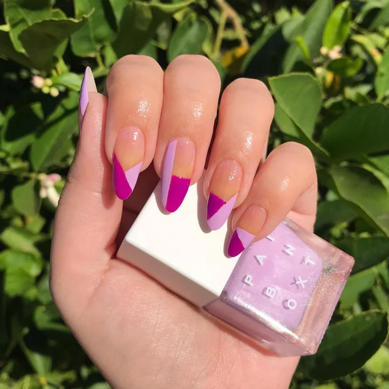 

hot pink press on nails slanted french desighner press on nails impress press on nails