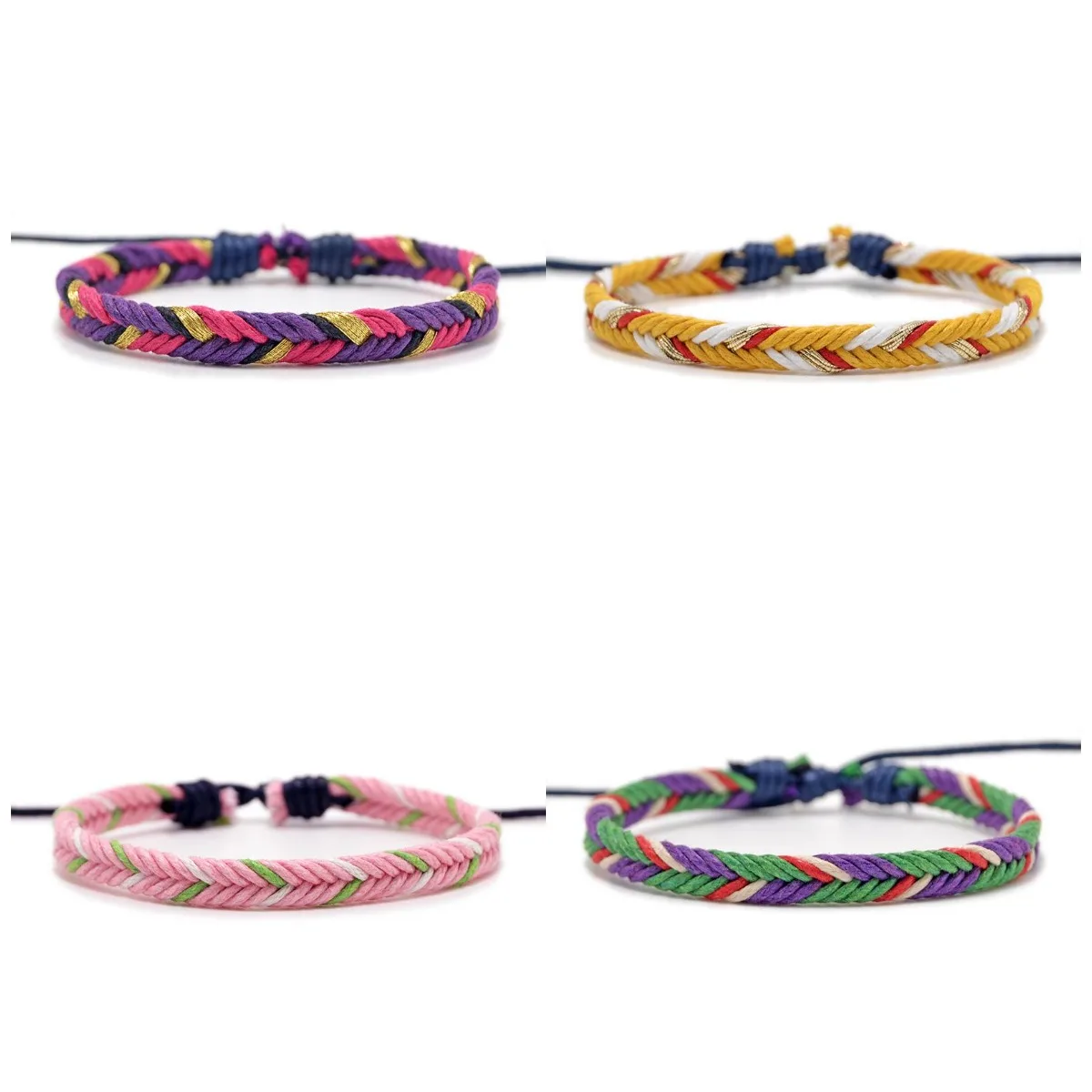 

Multiple Designs Adjustable Simple Handmade Cotton Rope Bracelet for Women Men Wrist Jewelry