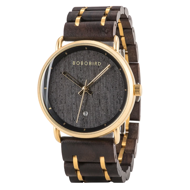 

BOBO BIRD Custom Private Label Sandalwood Men Wooden Watches Ebony Wood Engraved Watch