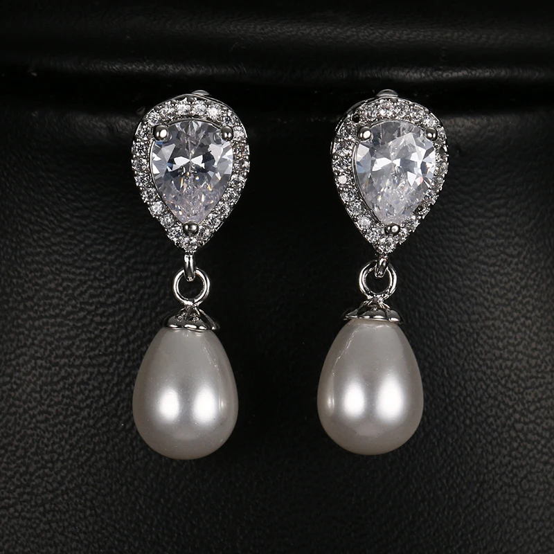 

Emmaya Romantic Water Drop Shape Zircon Earring with Top Quality Simulated Pearl Earrings For Women
