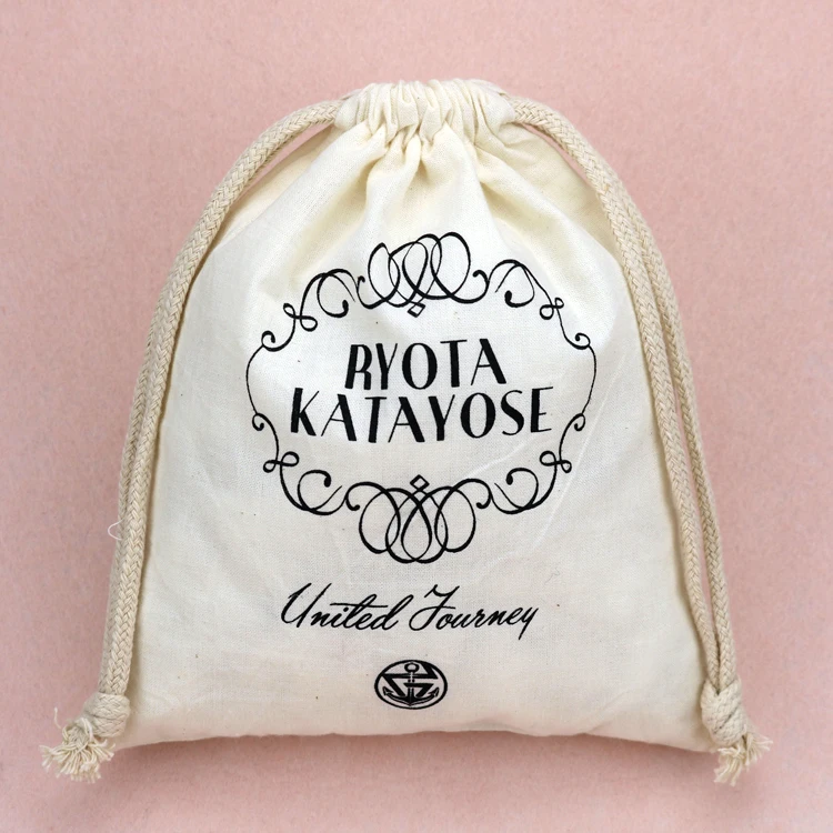 

Sinicline custom black logo printed ribbon drawstring pure white cotton jewelry packaging pouch, Customized color(blue,white ,black ,yellow ,green )