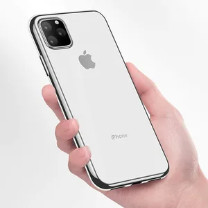Clear Ultra Thin Slim Soft Silicone TPU Protective Cover Case for iPhone 7 8plus X Xr, Silver Plating TPU Case for iPhone 11 Pro