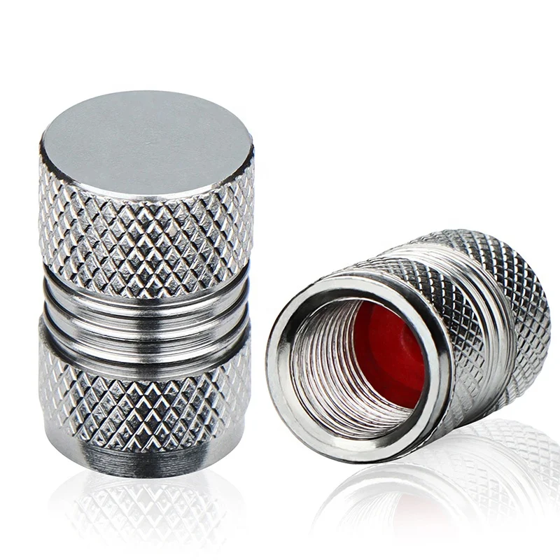 

Aluminum Metal Tire Valve Stem Caps Anodized Knurling Barrel Pattern Design Universal Car Air Valve Covers