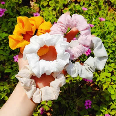 

new arrival girls big hair scrunchies big for women chiffon silk scrunchies plain elastic hair bands daily wear hair ties, Multi colors