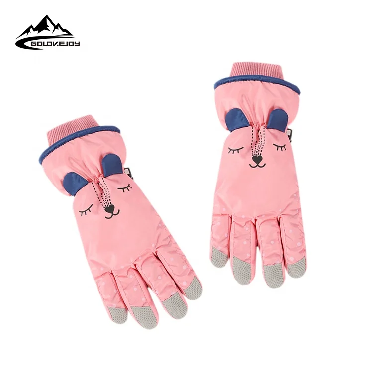 

GOLOVEJOY DRST22 Winter Kids Gloves Warm Lovely Gloves For Boys And Girls Promotional Antifreeze Antiskid Outdoor Sports Gloves, Pink, blue, navy, beige