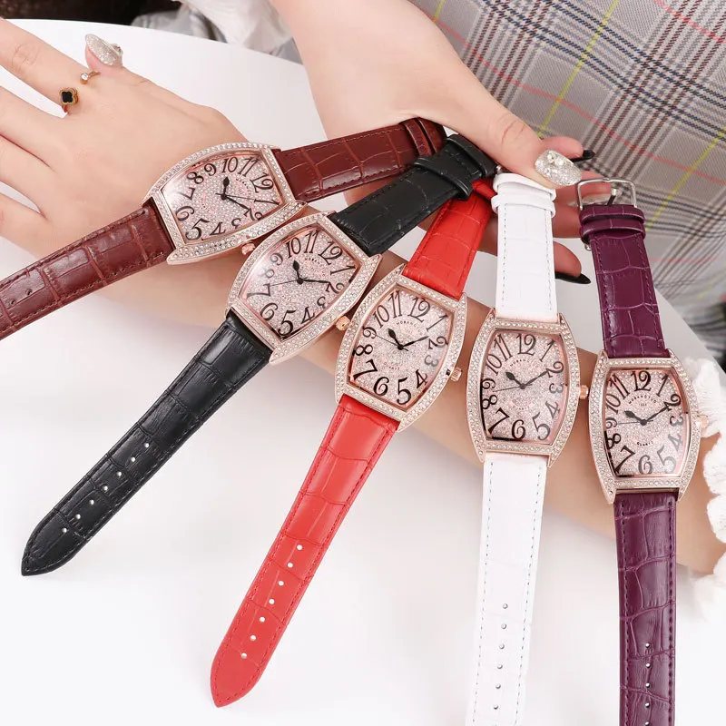 

Brand fashion starry full rhinestone barrel watch women watches