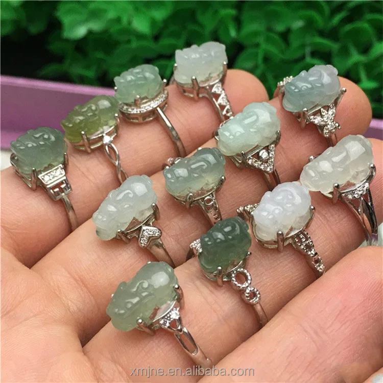 

Certified Grade A Myanmar Pendant Jade Jade 925 Silver Inlaid Jade Ice Egg Noodle Live Mouth Ring Manufacturer Wholesale