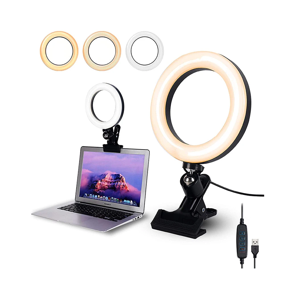 

2021 Best 6 Inch Selfie Ring Light Led With Laptop Computer Clip, Black