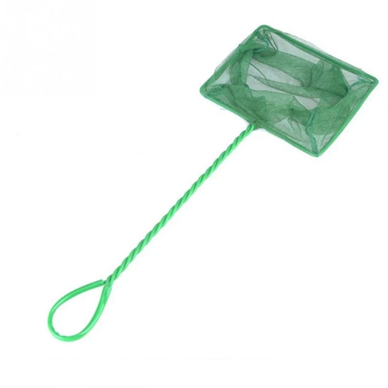 

Portable Fish Net Long Handle Square Aquarium Accessories Fish Tank Landing Net Fishing Net Fish Floating Objects Cleaning Tool, Green