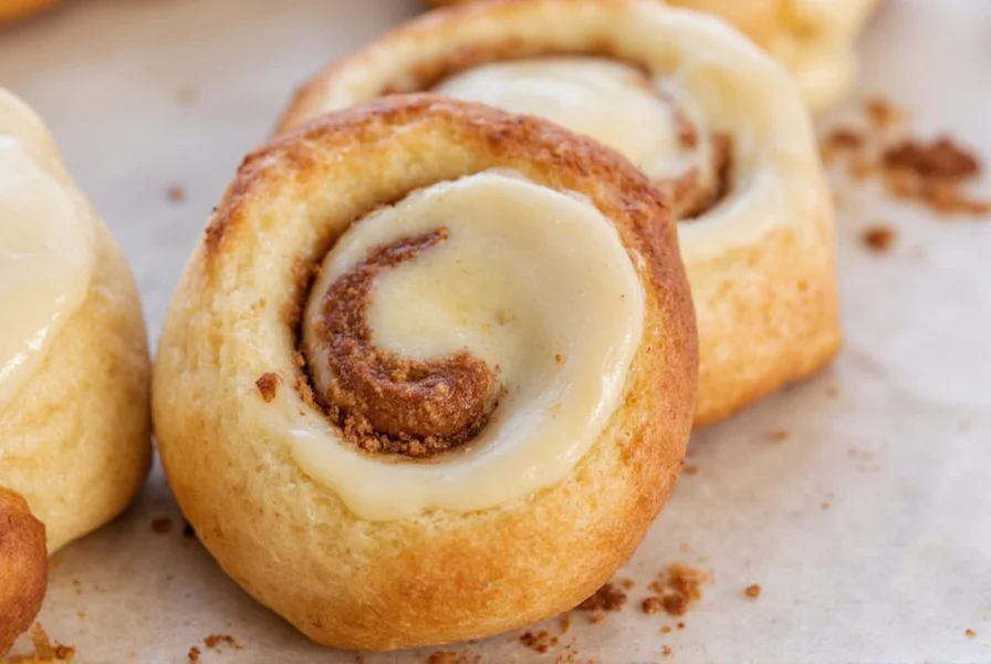 Freshly baked cream cheese cinnamon rolls with glossy frosting