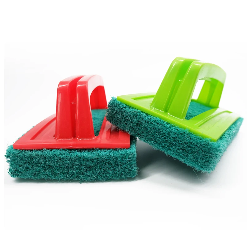 

Small Household Non-Scratch Cleaning Scrub Brush with Scrubbing Pad Handle, 5 colors assorted