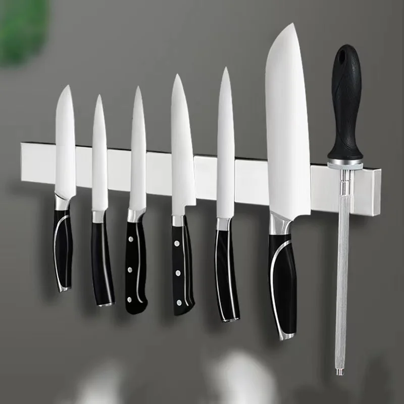 

Polished Stainless Steel Magnetic Knife Holder as Home Organizer Kitchen Organizer