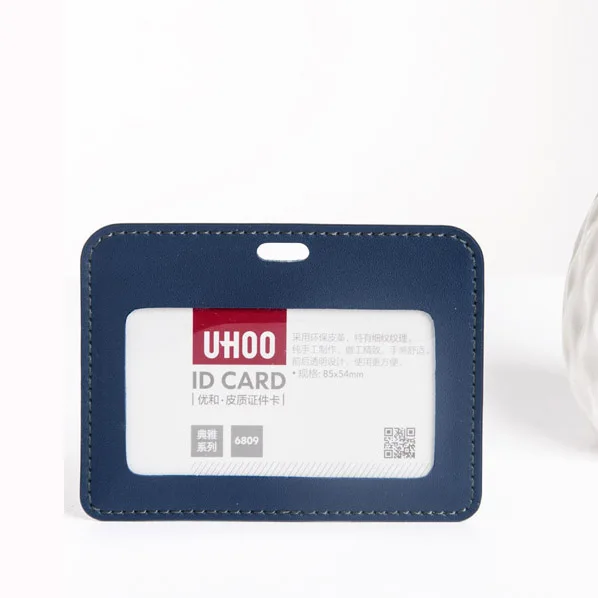 
uhoo 6809 id card nurse soft leather card holder for lanyard and badge reel 