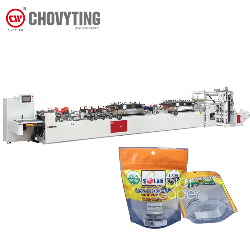 
Automatic laminated stand up plastic bag machine food snack liquid packaging doypack zipper pouch bag making machine 