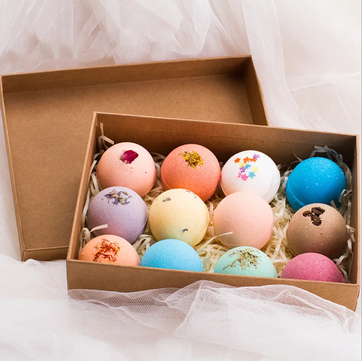 
private label natural organic christmas kids bath bombs with toys gift set packaging 